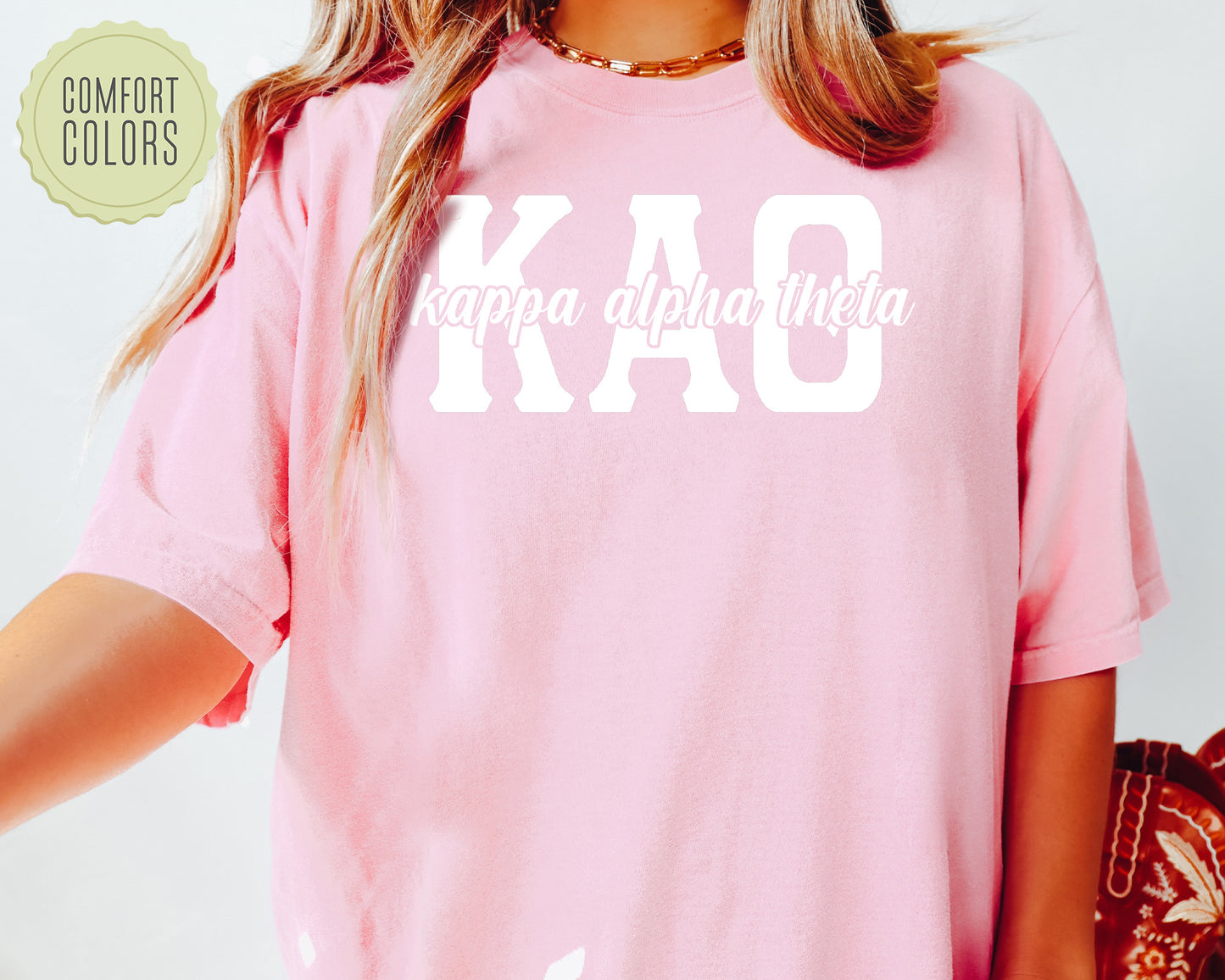 Kappa Alpha Theta Sliced White Letters Comfort Colors Sorority T-shirt _ 2253g