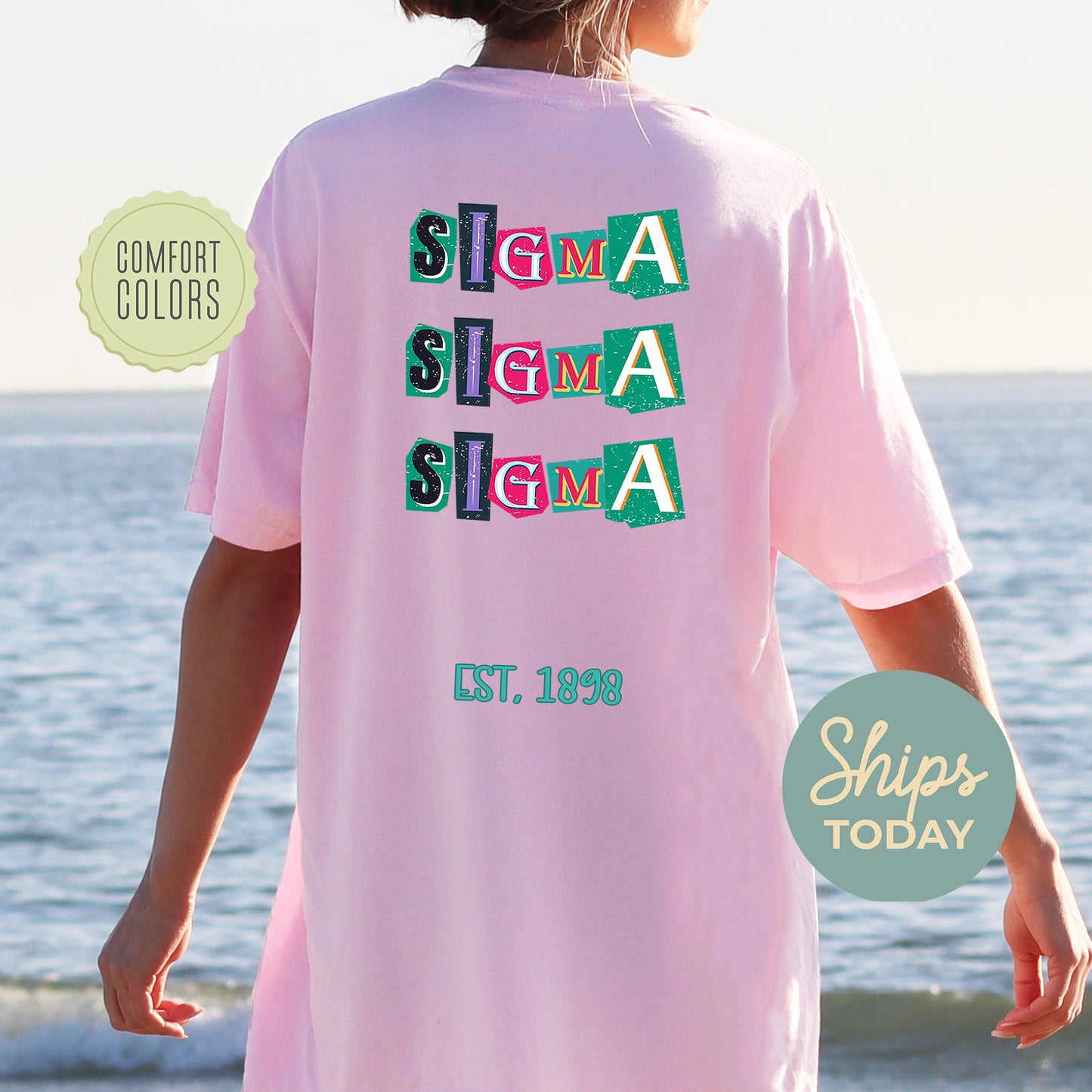 Sigma Sigma Sigma Letter Cuts Comfort Colors Sorority T-shirt _ 35909g