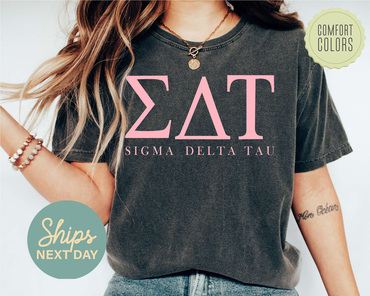 Sigma Delta Tau Everything Pink Comfort Colors Sorority T-shirt _ 331g