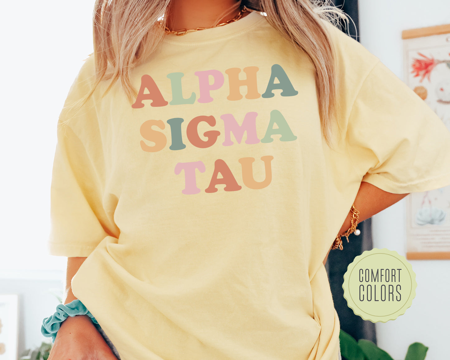 Alpha Sigma Tau Bright and Proud Comfort Colors Sorority T-shirt _ 421g