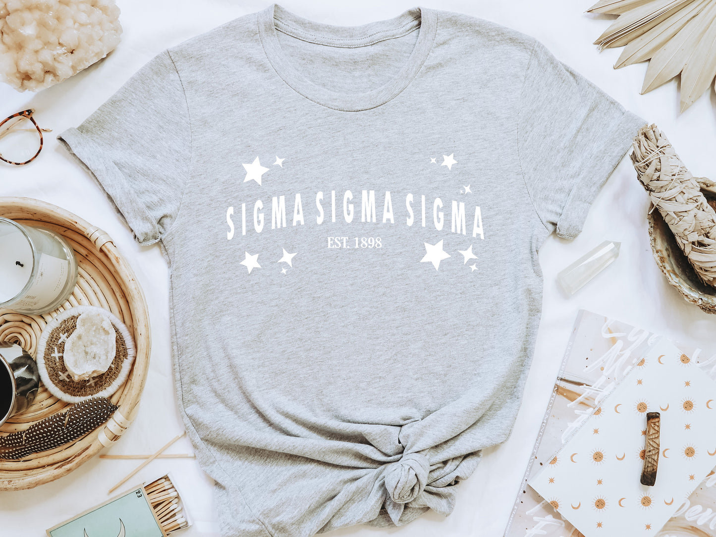 Sigma Sigma Sigma Arched Star Sorority T-shirt _ 2288g