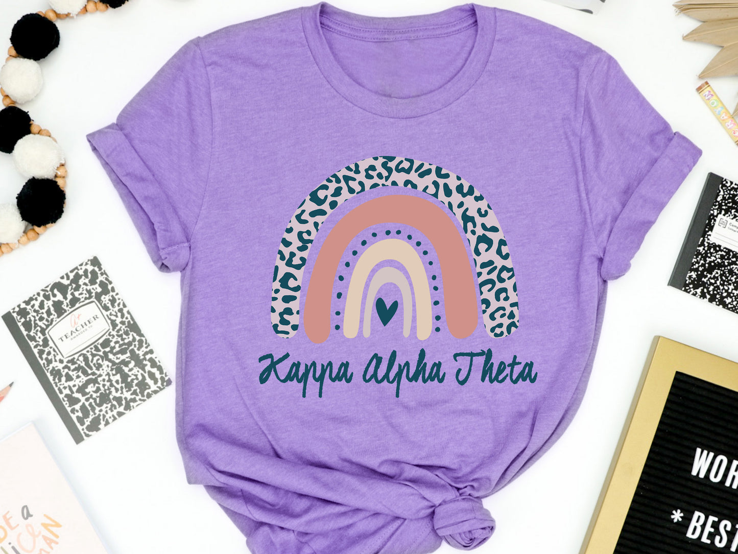 Kappa Alpha Theta Greek Rainbow Sorority T-shirt _ 2748g