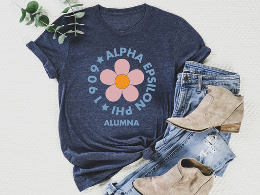Alpha Epsilon Phi Floral Alumna Sorority T-shirt _ 2553g