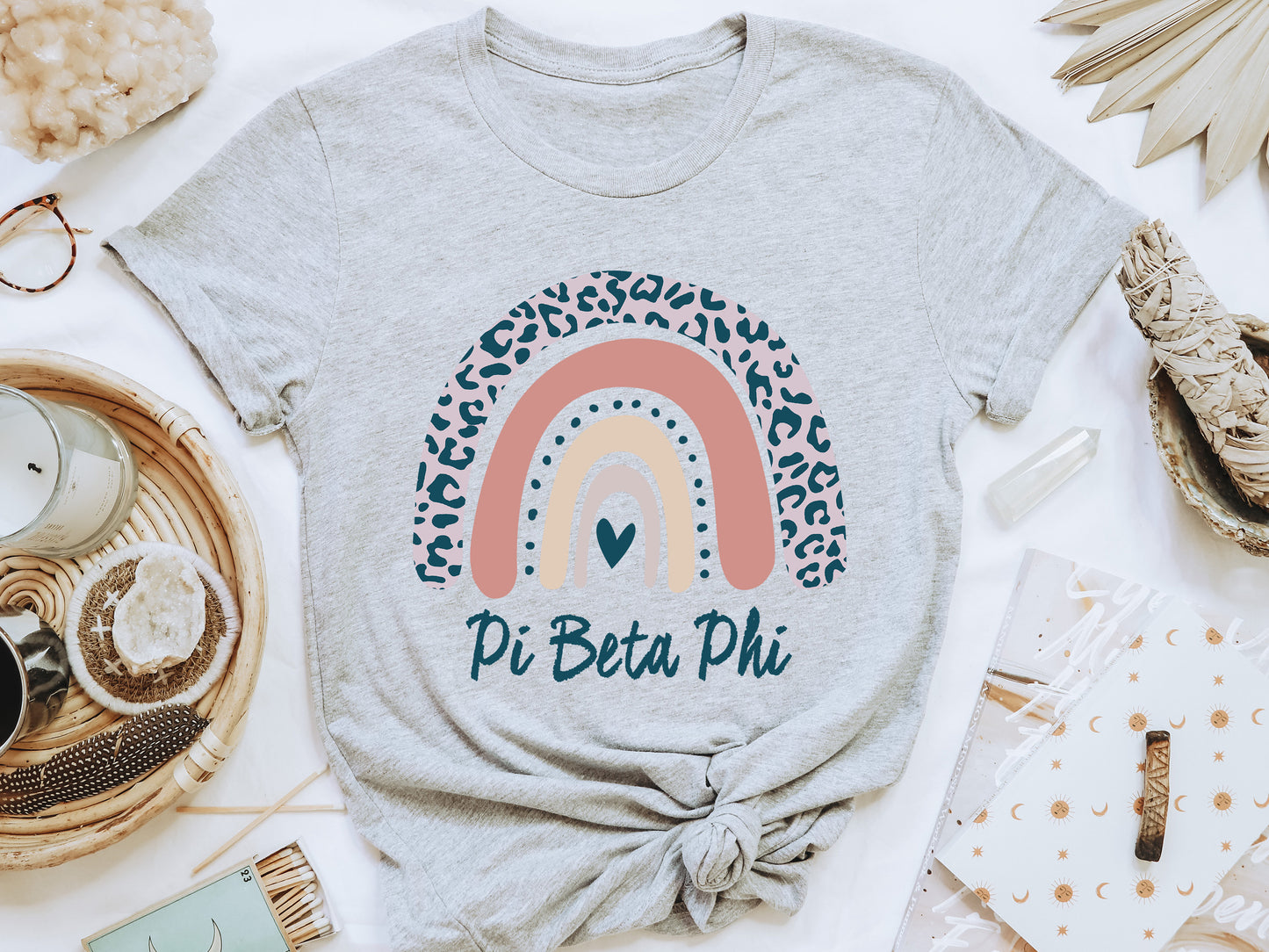 Pi Beta Phi Greek Rainbow Sorority T-shirt _ 2753g