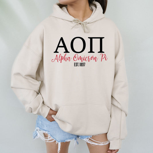 a woman wearing a sweatshirt with the word aoi on it
