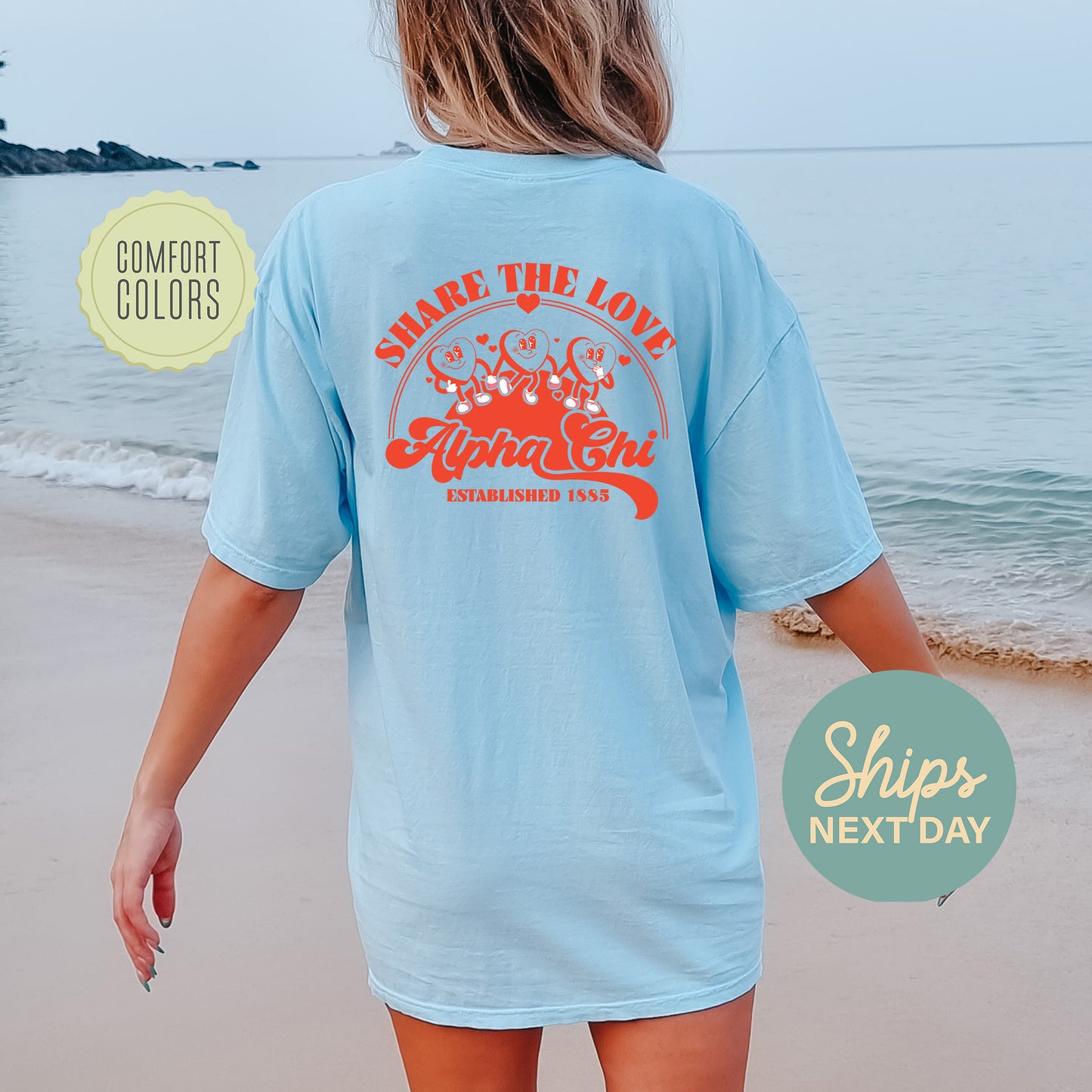 Alpha Chi Omega Share the Love Comfort Colors Sorority T-shirt _ 33232g