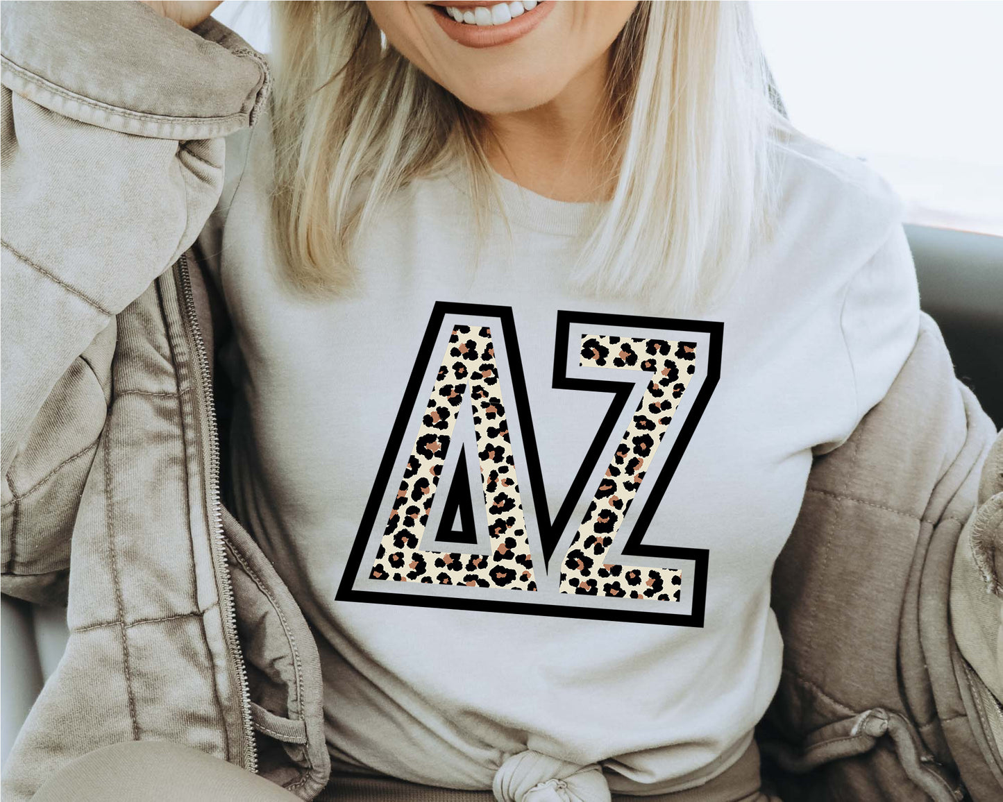 Delta Zeta Leopard Greek Letters Sorority T-shirt _ 30448g