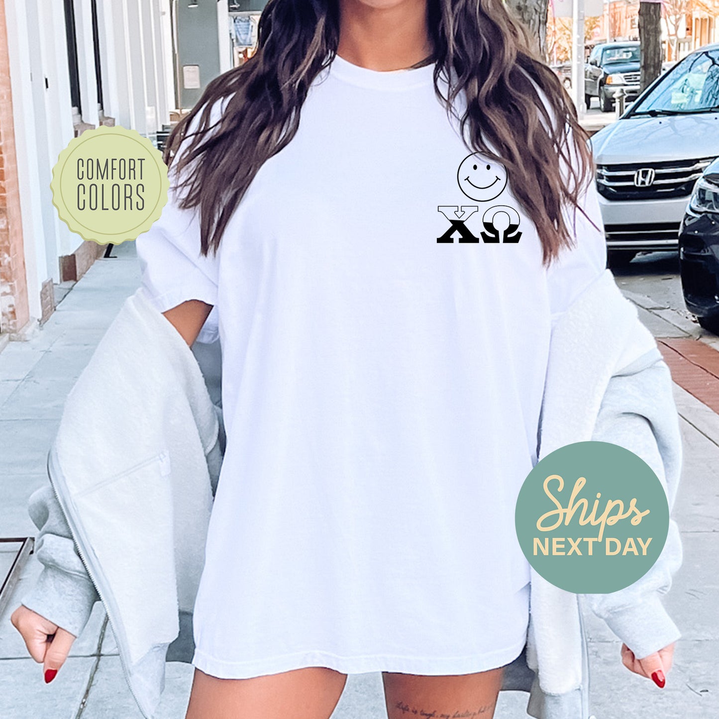 Chi Omega Wavy Letters Comfort Colors Sorority T-shirt _ 33407g