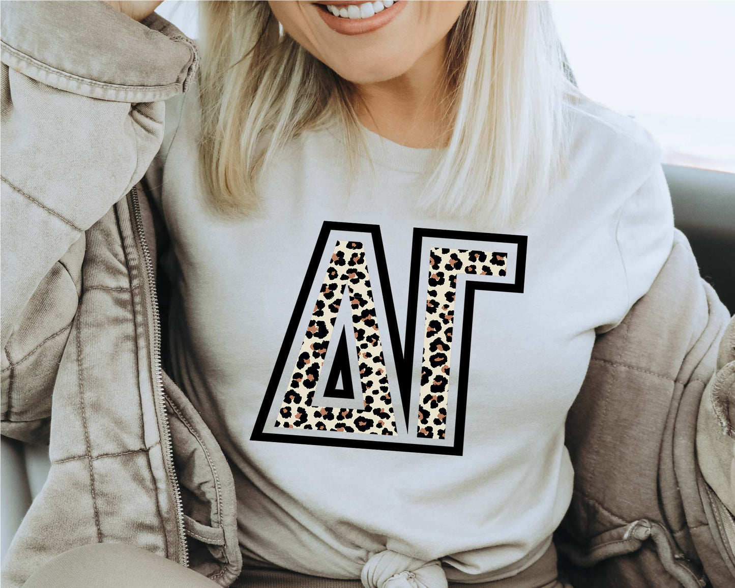 Delta Gamma Leopard Greek Letters Sorority T-shirt _ 30446g