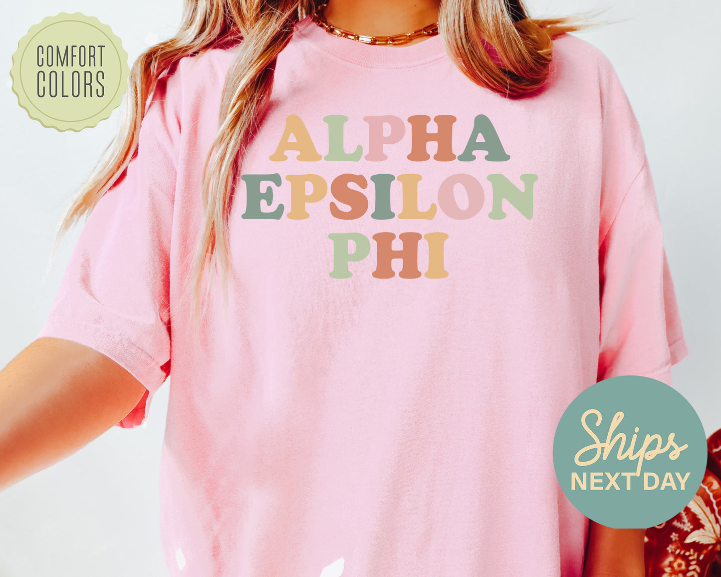Alpha Epsilon Phi Bright and Proud Comfort Colors Sorority T-shirt _ 416g