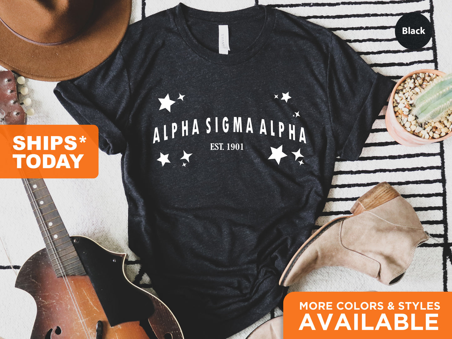 Alpha Sigma Alpha Arched Star Sorority T-shirt _ 2270g