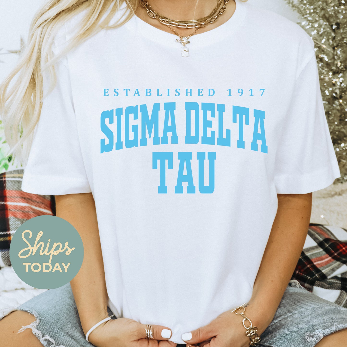 Sigma Delta Tau Bold Letters Sorority T-shirt _ 35141g