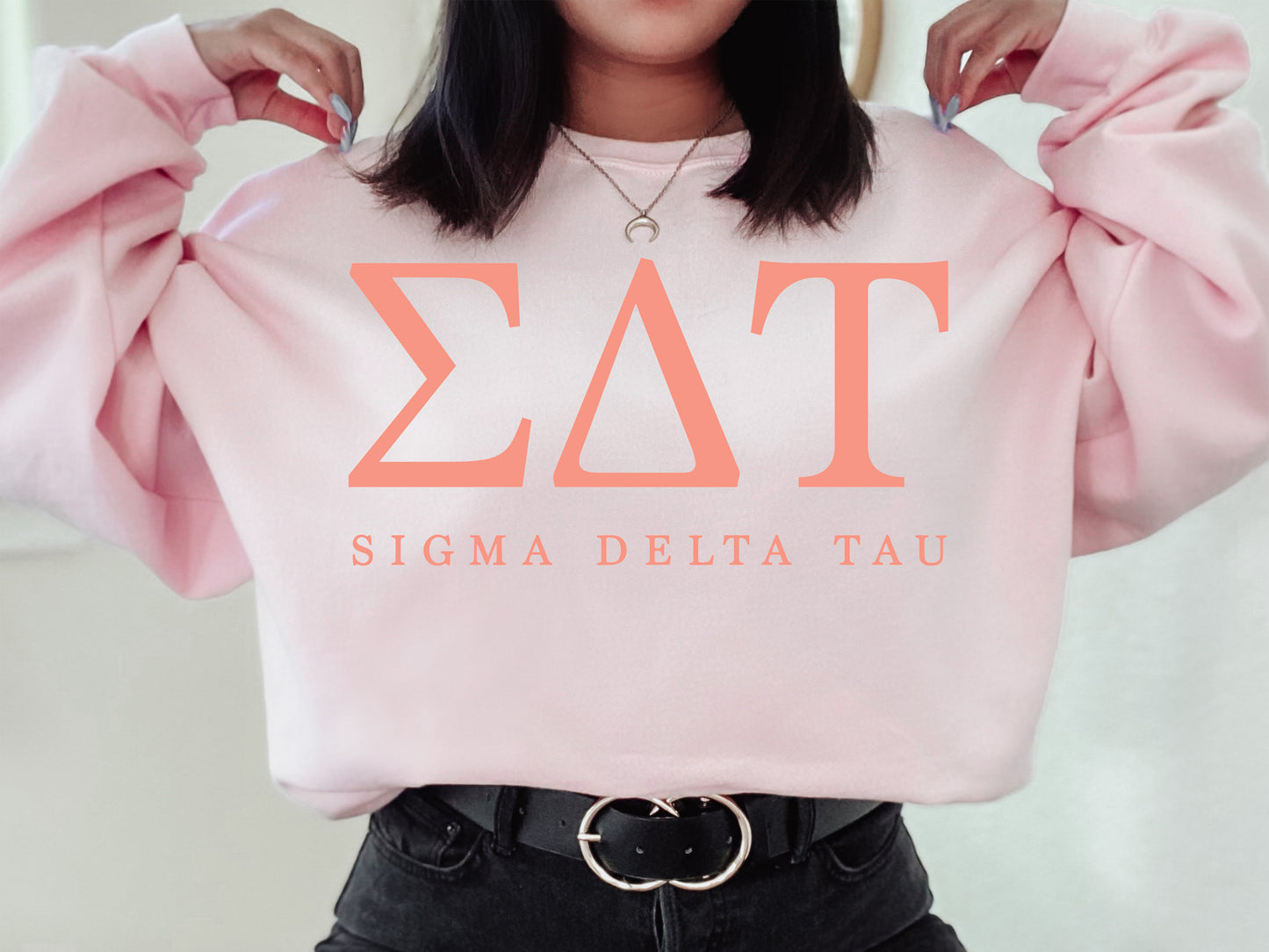 Sigma Delta Tau Pink Personality Sorority Sweatshirt _ 669g