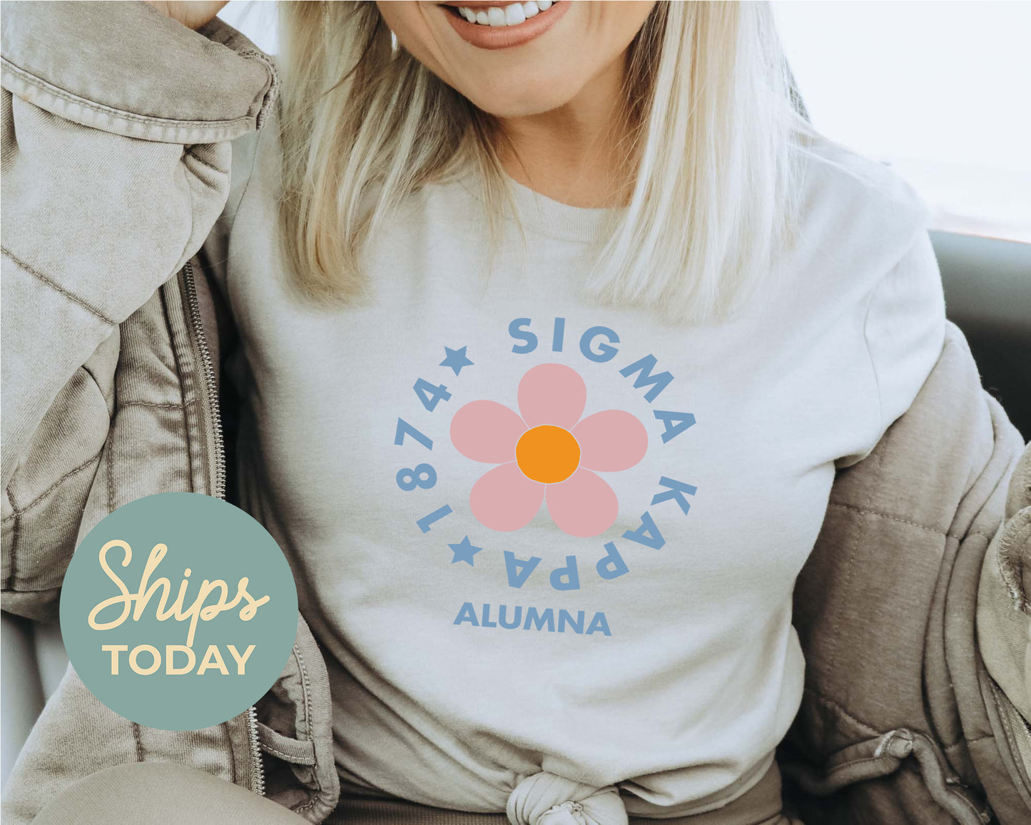 Sigma Kappa Floral Alumna Sorority T-shirt _ 2573g