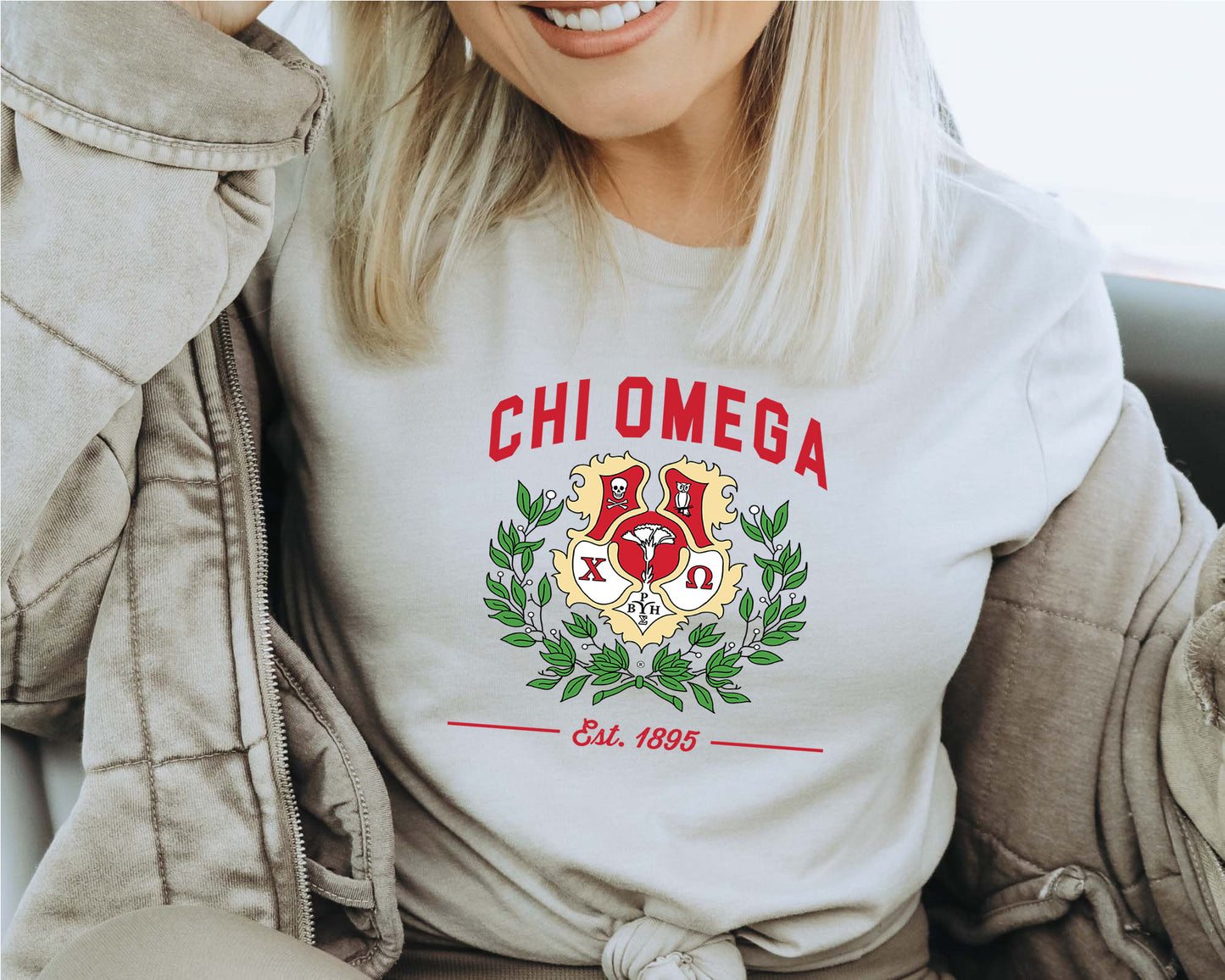Chi Omega Loyalty Crest Sorority T-shirt _ 4429g