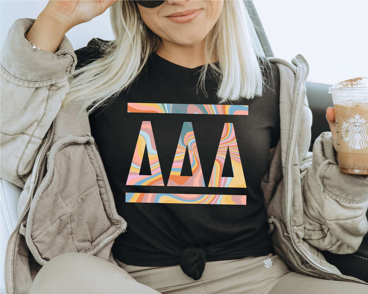 Delta Delta Delta Multicolor Letters Sorority T-shirt _ 30471g