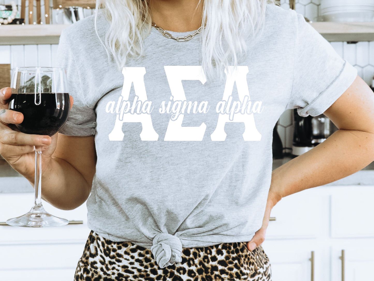 Alpha Sigma Alpha Sliced White Letters Sorority T-shirt _ 2244g