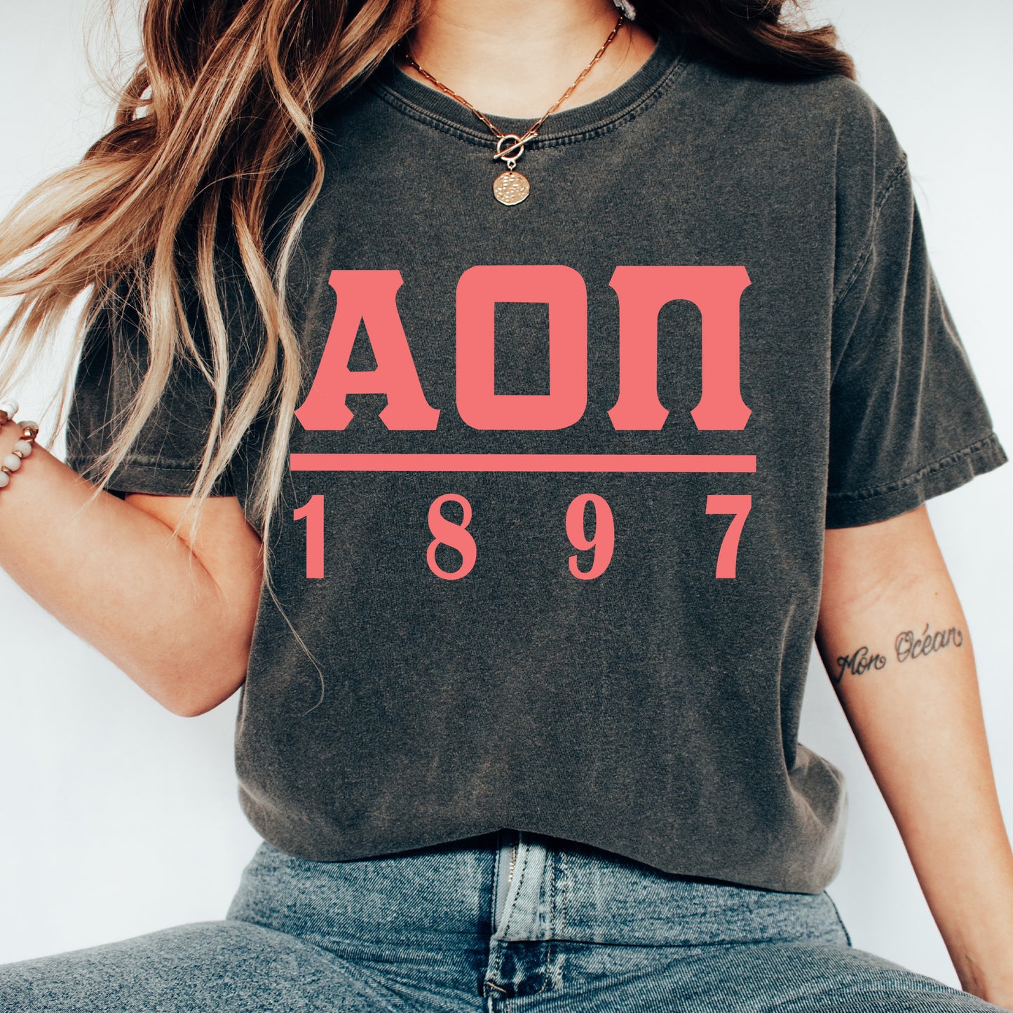 Alpha Omicron Pi Monochromatic Sorority T-shirt _ 30847g