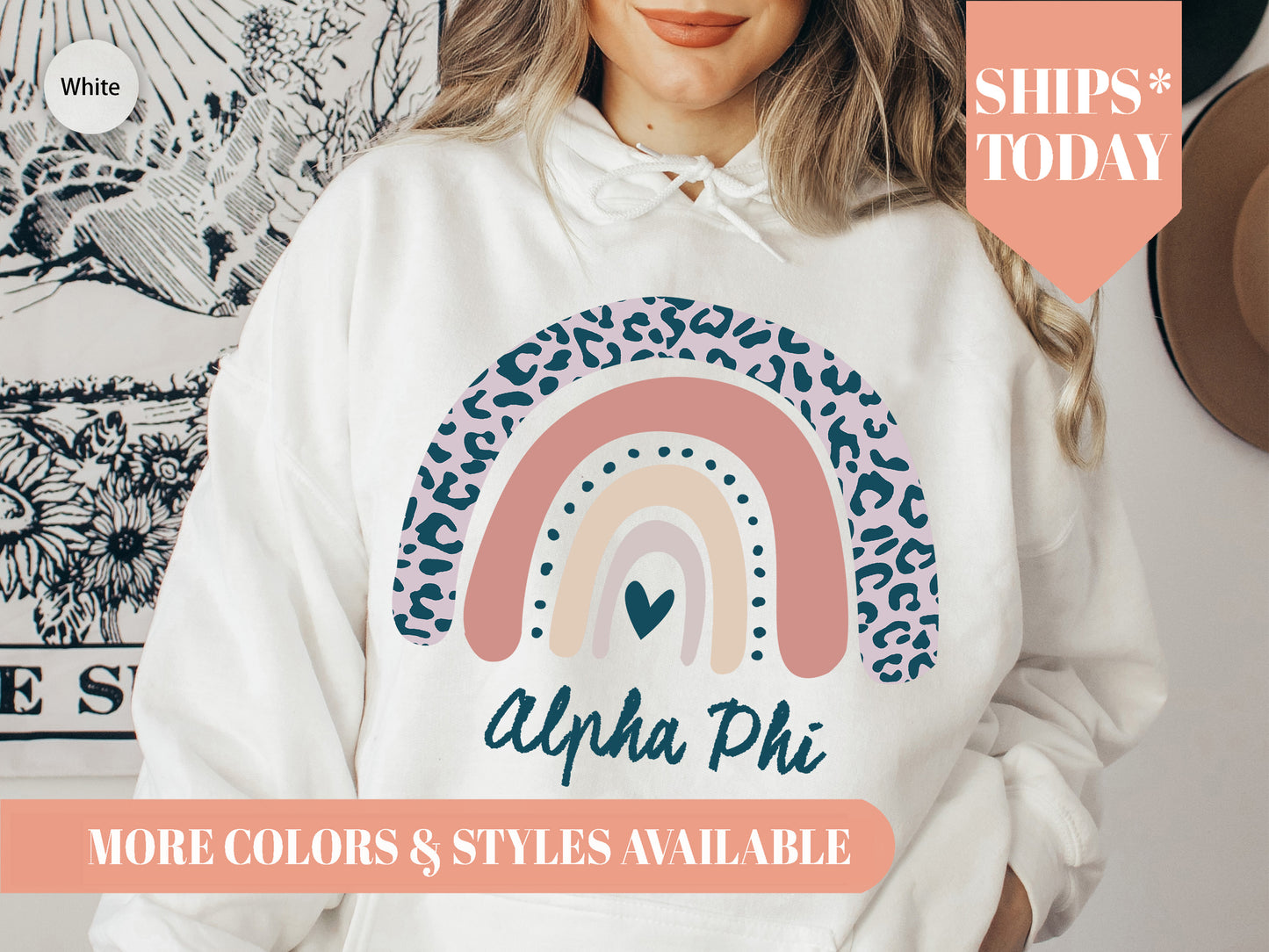 Alpha Phi Greek Rainbow Sorority Hoodie _ 2738g