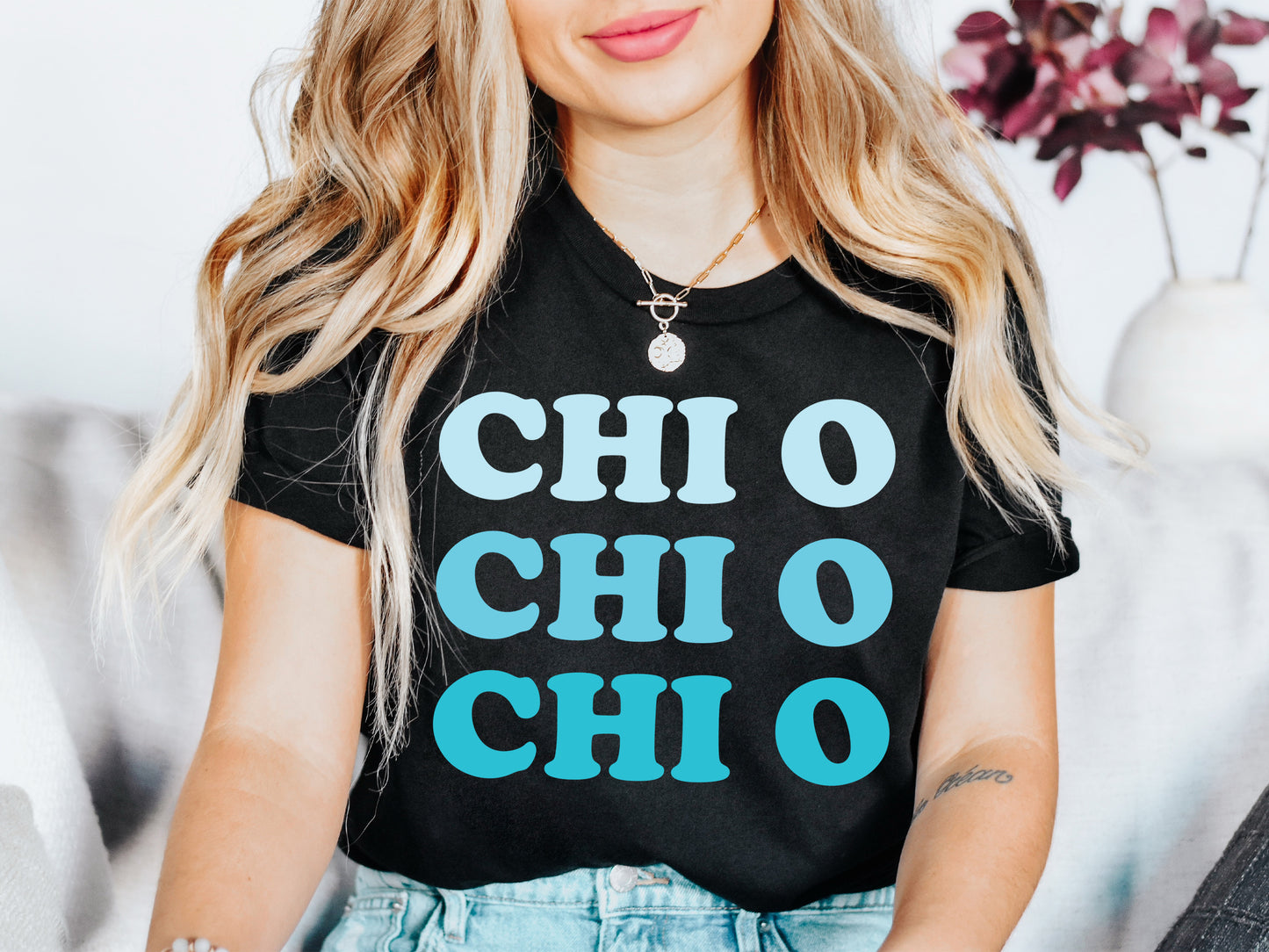 Chi Omega Touch of Blue Sorority T-shirt _ 2586g