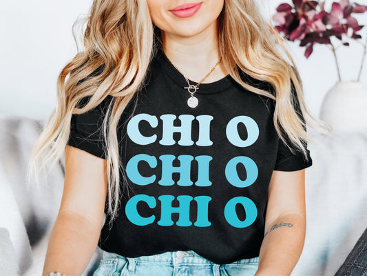 Chi Omega Touch of Blue Sorority T-shirt _ 2586g