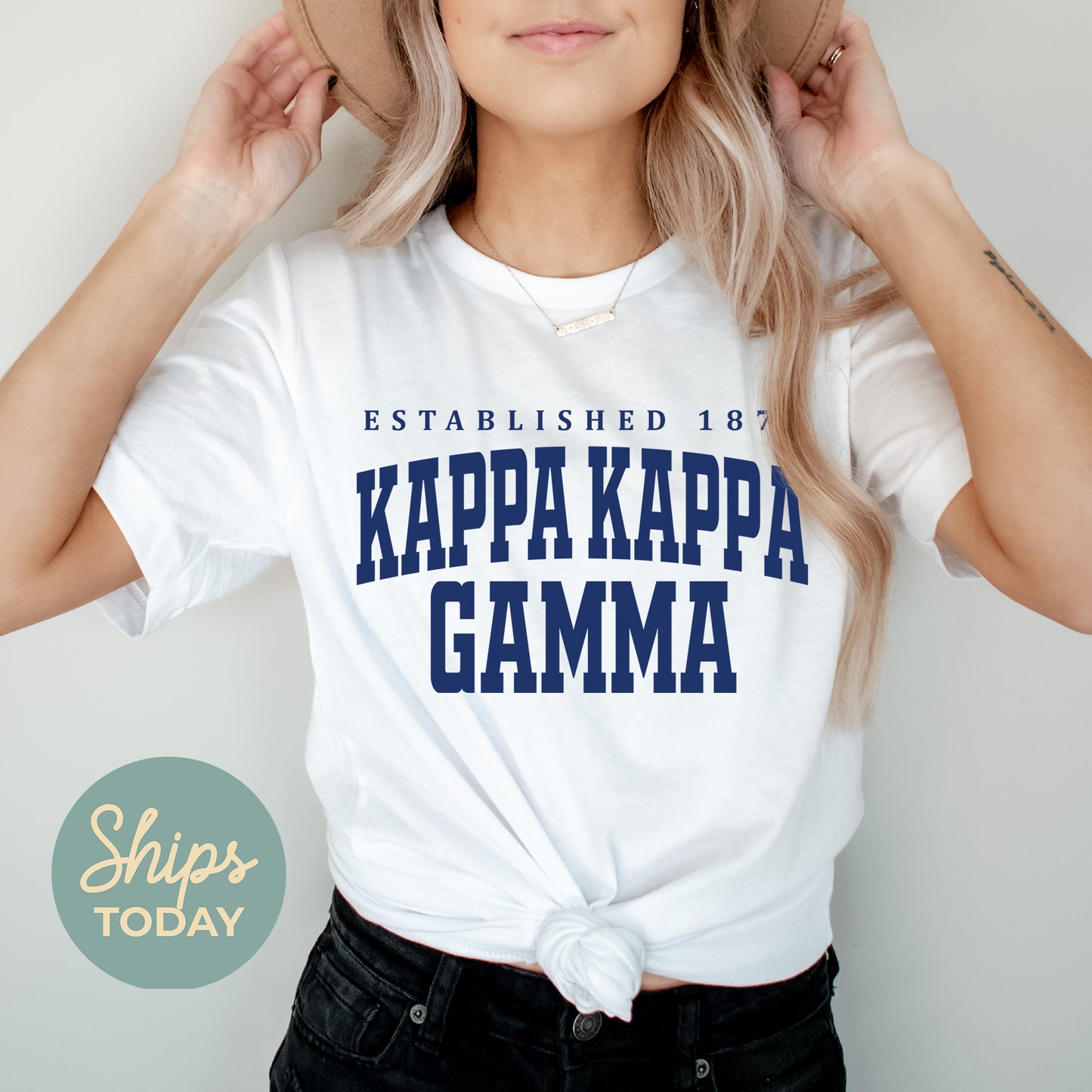 Kappa Kappa Gamma Bold Letters Sorority T-shirt _ 35137g