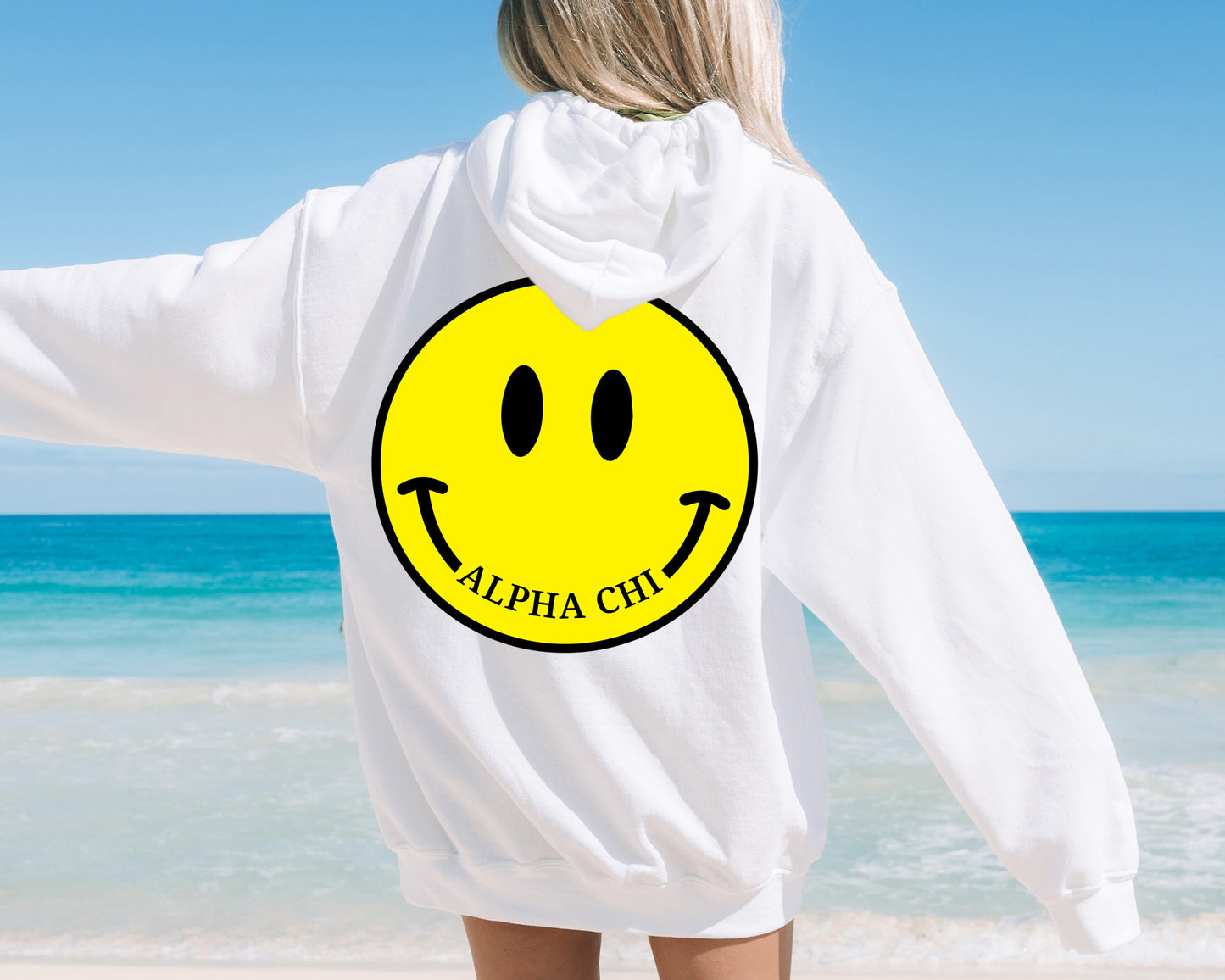 Alpha Chi Omega Smiley Face Sorority Hoodie _ 32842g