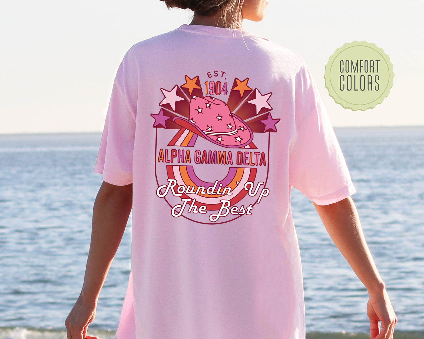 Alpha Gamma Delta Roundin' Up the Best Comfort Colors Sorority T-shirt _ 32897g