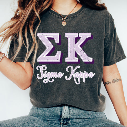 Sigma Kappa Greek Colors Sorority T-shirt= _ 36091g