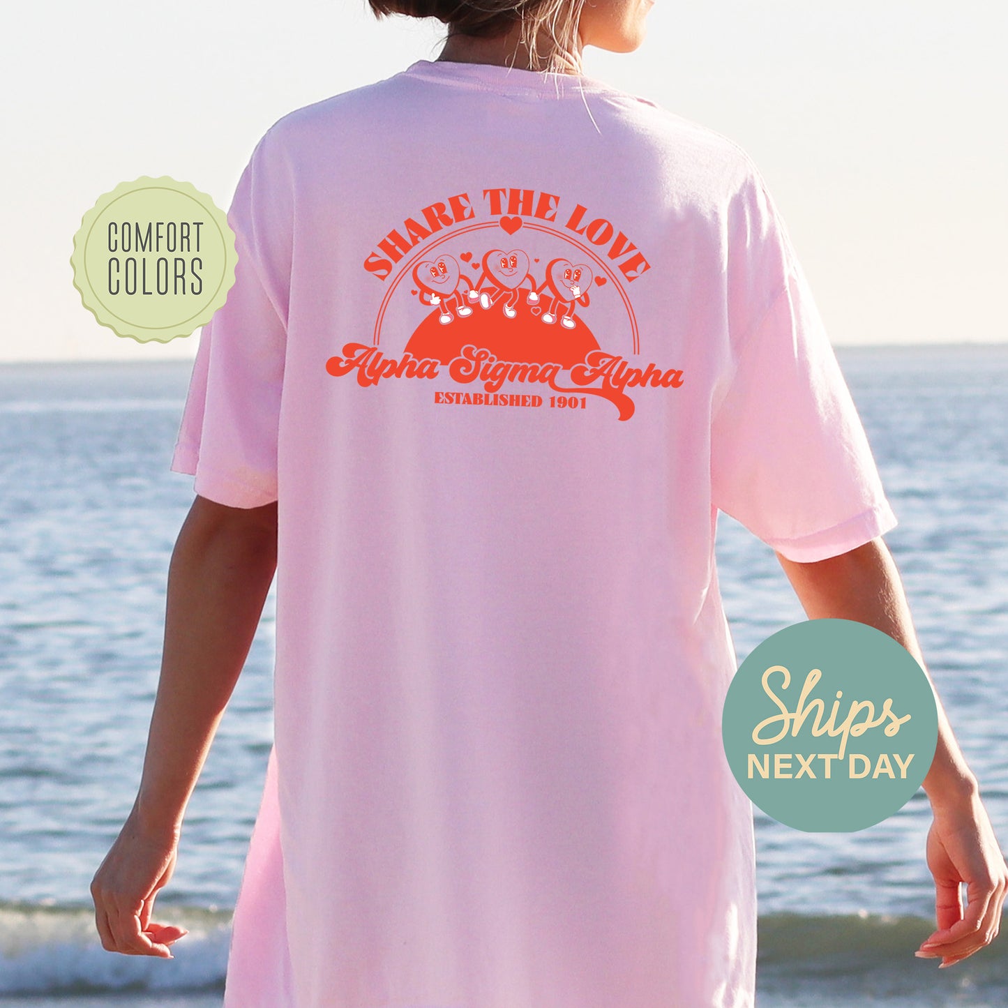 Alpha Sigma Alpha Share the Love Comfort Colors Sorority T-shirt _ 33238g