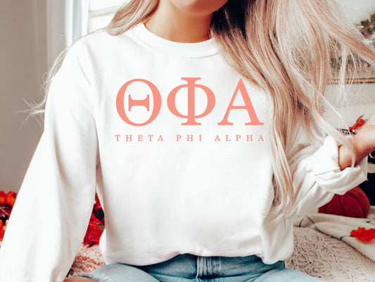 Theta Phi Alpha Pink Personality Sorority Sweatshirt _ 672g