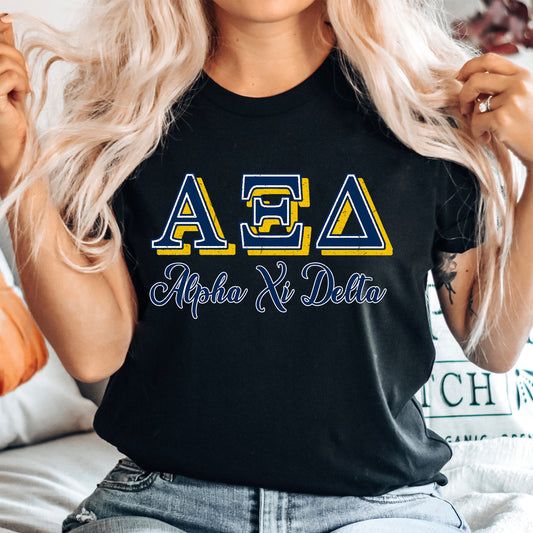 Alpha Xi Delta Greek Colors Sorority T-shirt _ 36077g