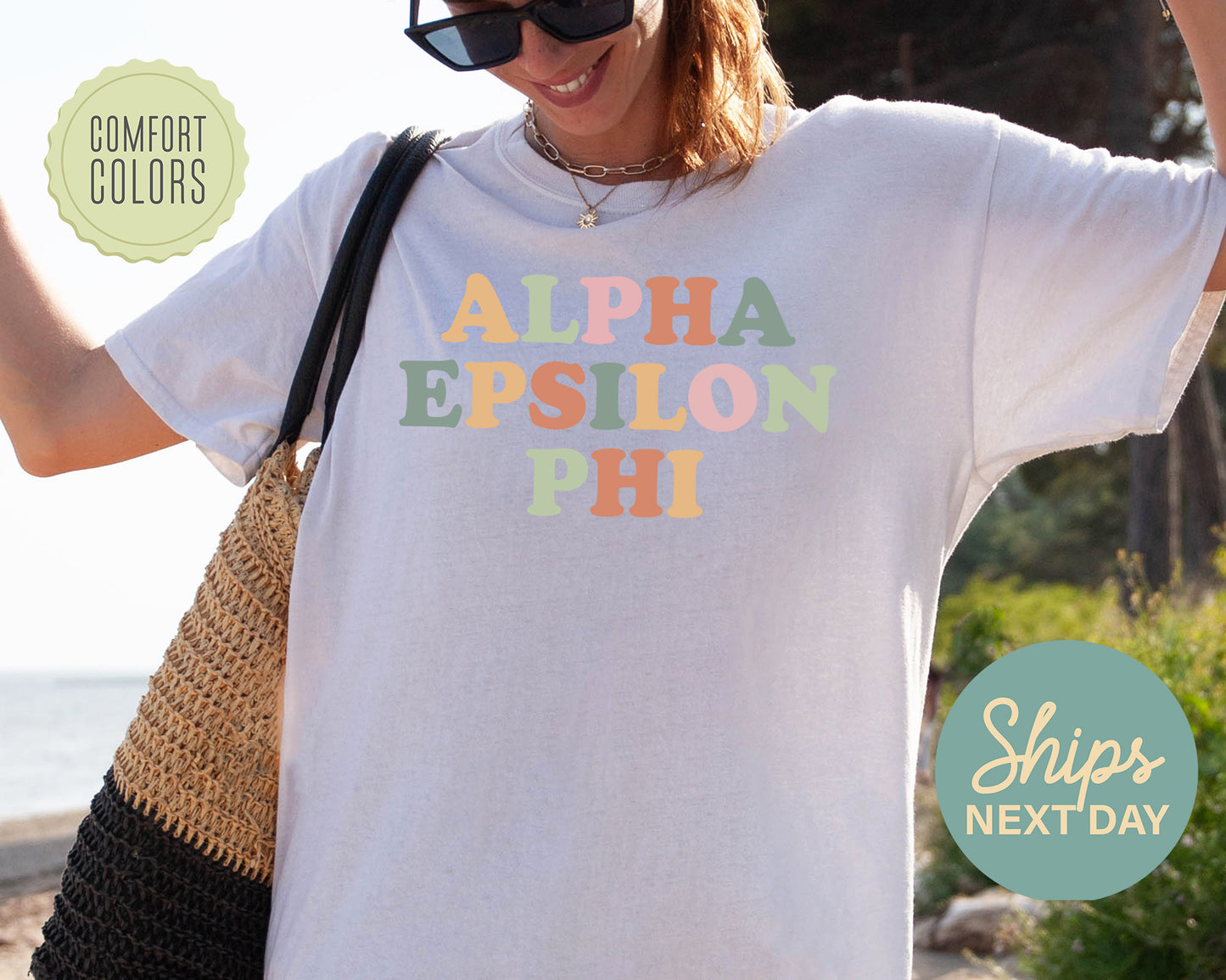 Alpha Epsilon Phi Bright and Proud Comfort Colors Sorority T-shirt _ 416g