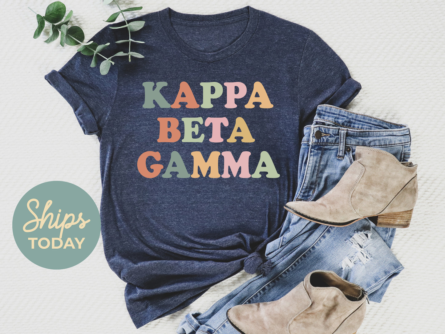Kappa Beta Gamma Bright and Colorful Sorority T-shirt _ 3472g