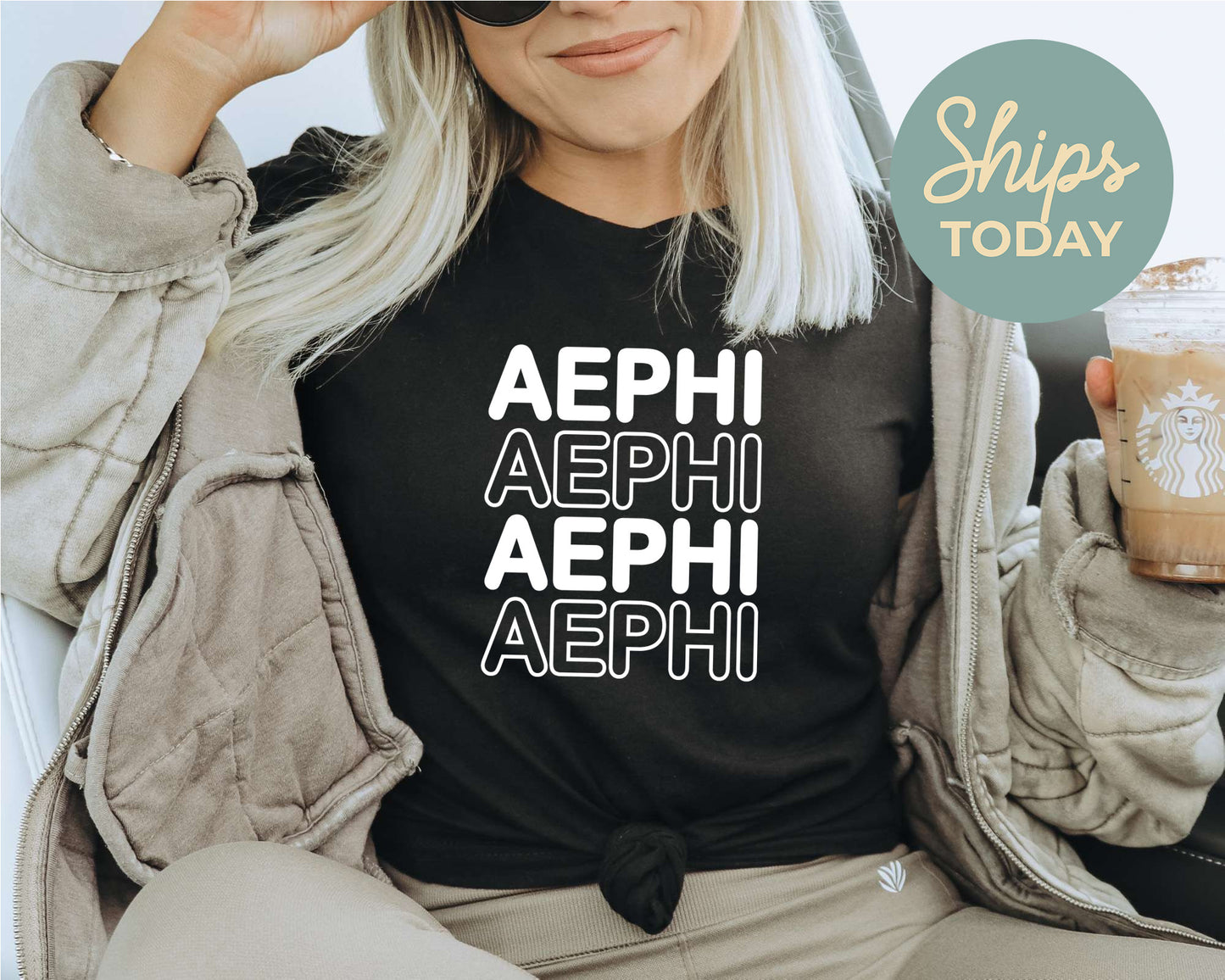 Alpha Epsilon Phi Bold Bubble Letter Sorority T-shirt _ 2214g