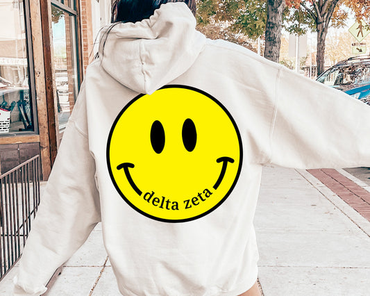 Delta Zeta Smiley Face Sorority Hoodie  _ 32855g