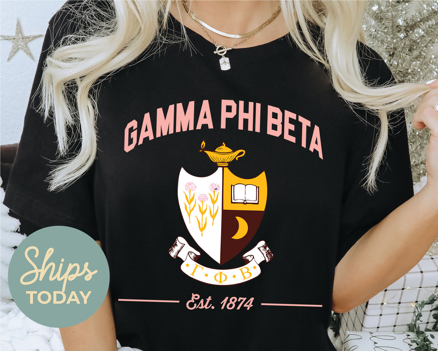 Gamma Phi Beta Loyalty Crest Sorority T-shirt _ 4434g