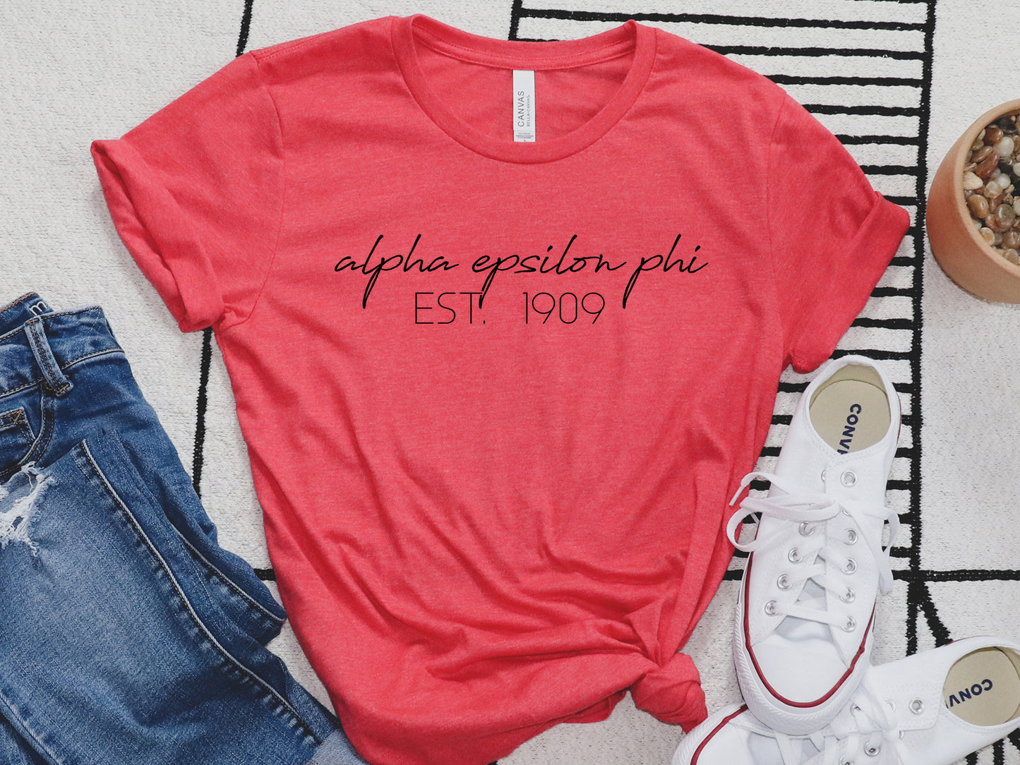 Alpha Epsilon Phi Black Calligraphy Sorority T-shirt _ 2319g