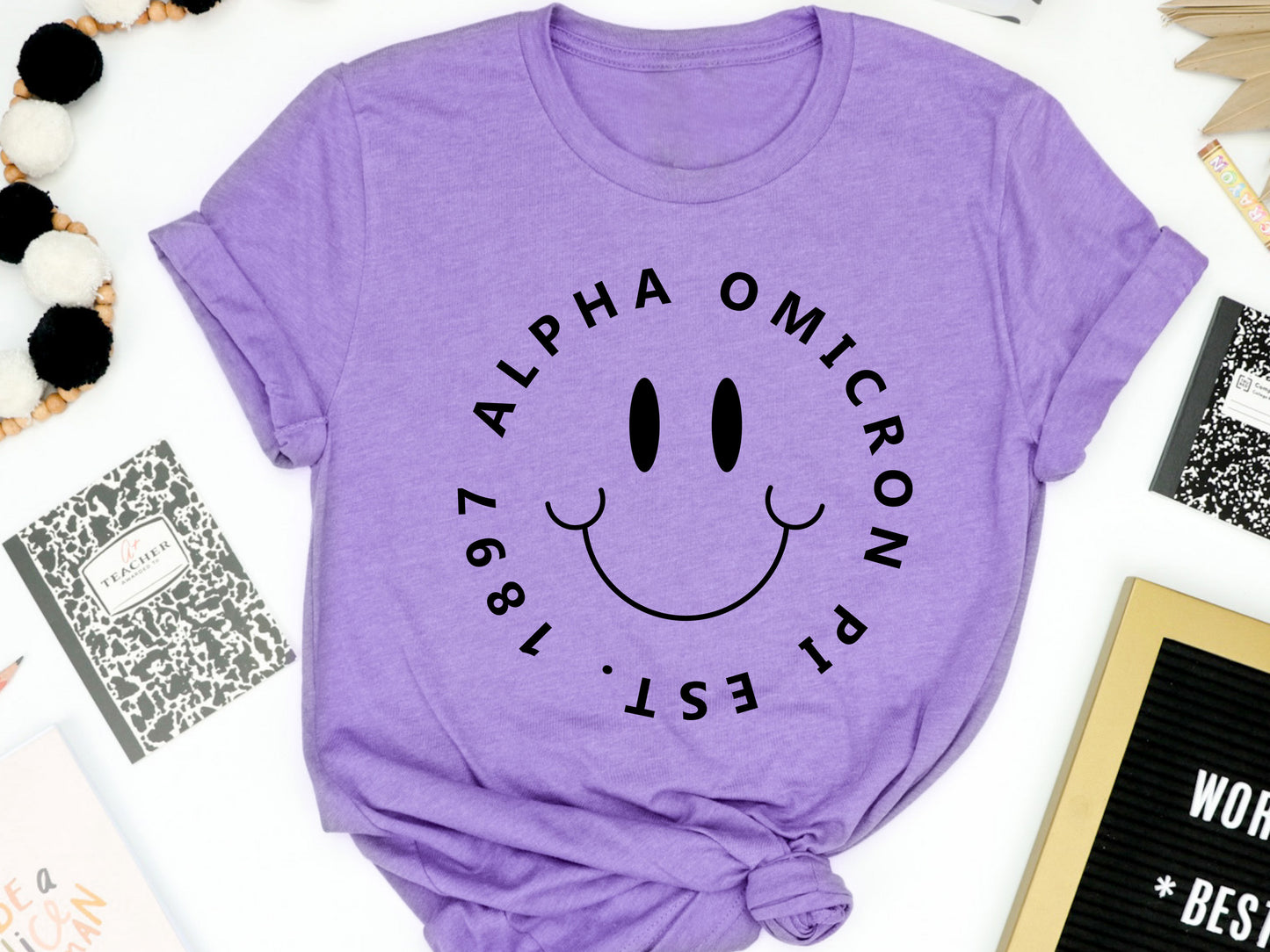 Alpha Gamma Delta Smiley Face Halo Sorority T-shirt _ 2502g