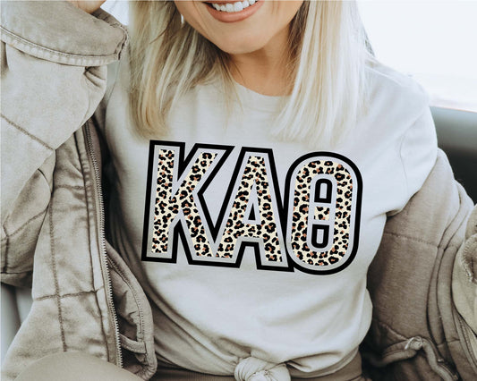 Kappa Alpha Theta Leopard Greek Letters Sorority T-shirt _ 30450g