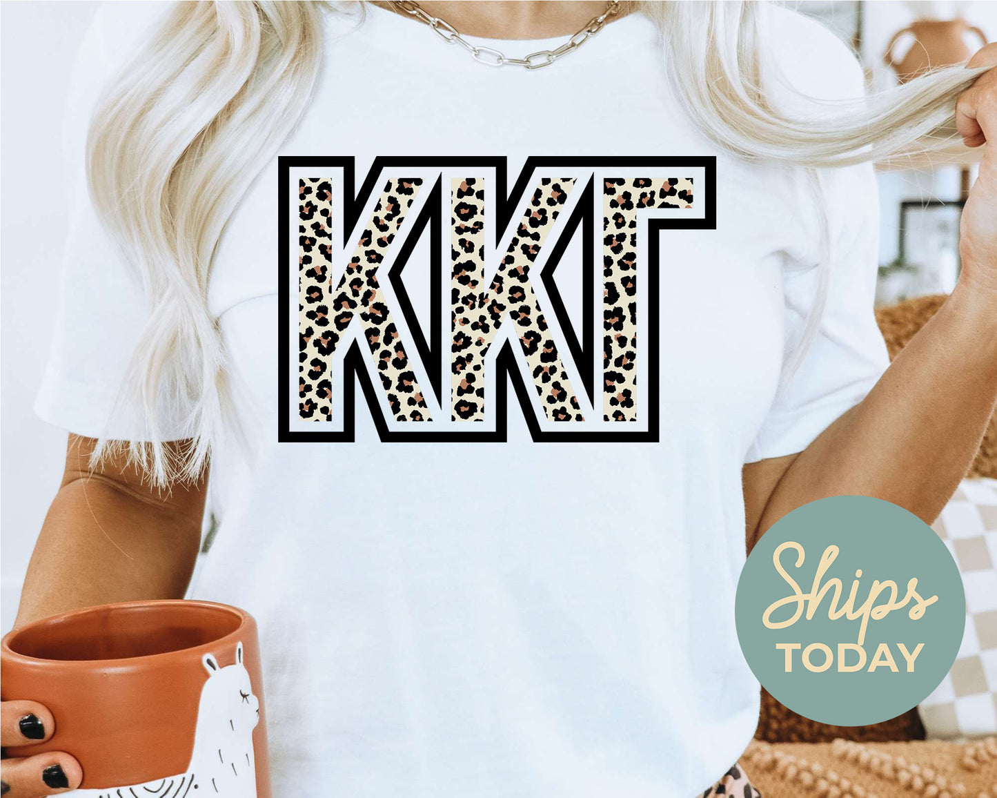 Kappa Kappa Gamma Leopard Greek Letters Sorority T-shirt _ 30452g