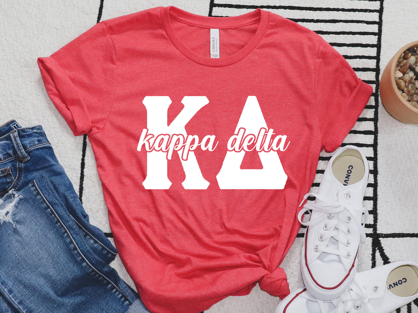 Kappa Delta Sliced White Letters Sorority T-shirt _ 2254g