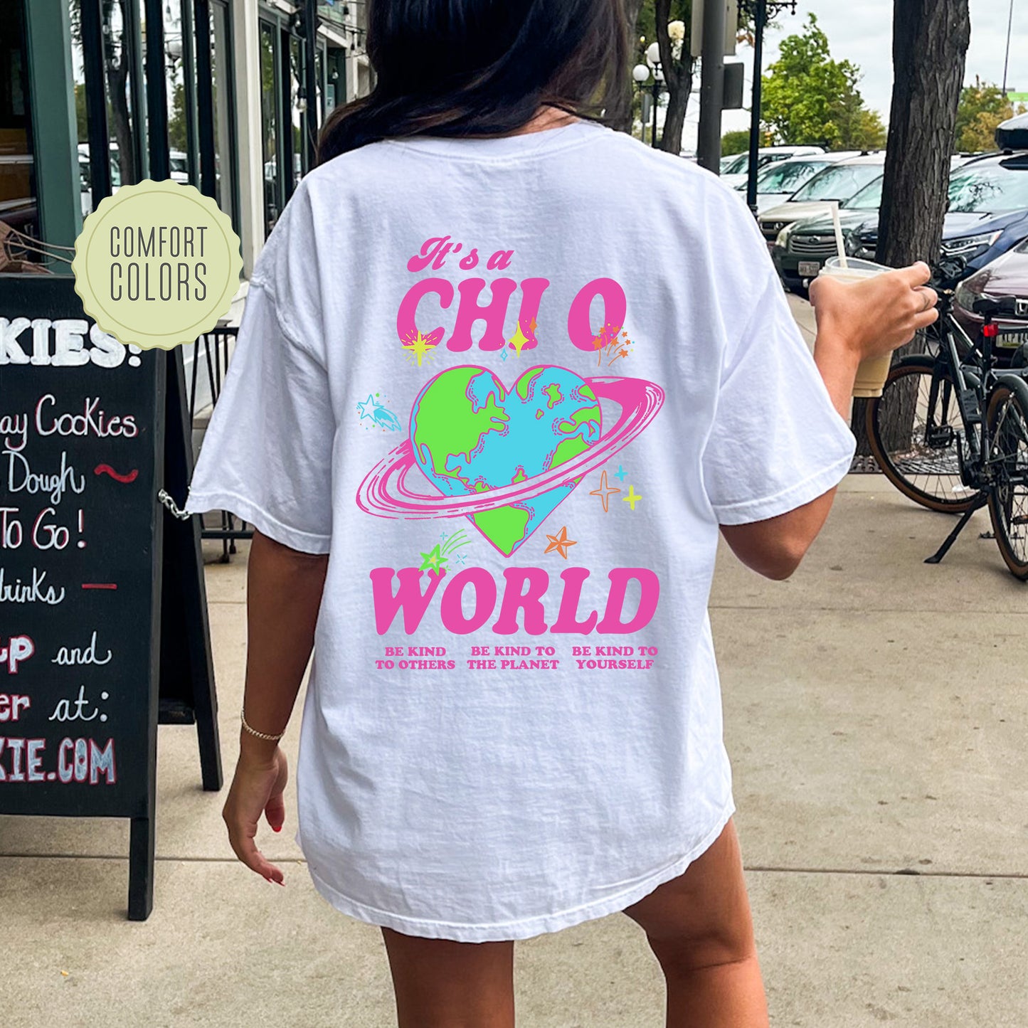 Chi Omega Pink Planet Comfort Colors Sorority T-shirt _ 34239g