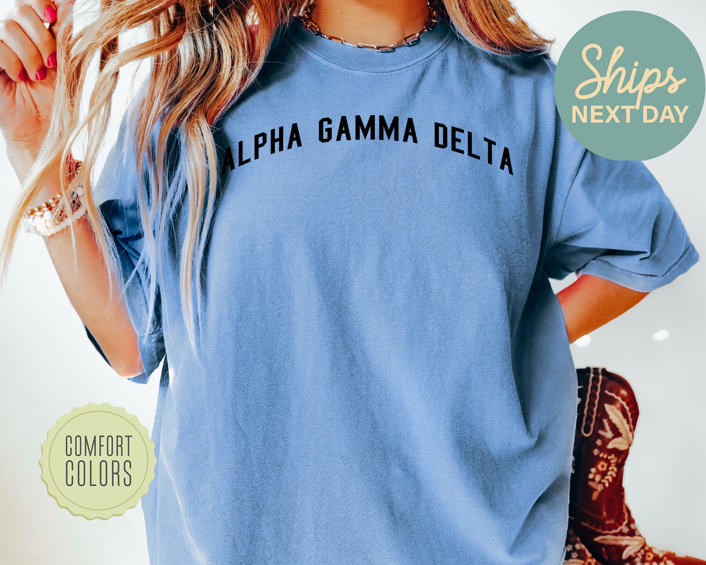Alpha Gamma Delta Just Bold Comfort Colors Sorority T-shirt _ 2372g
