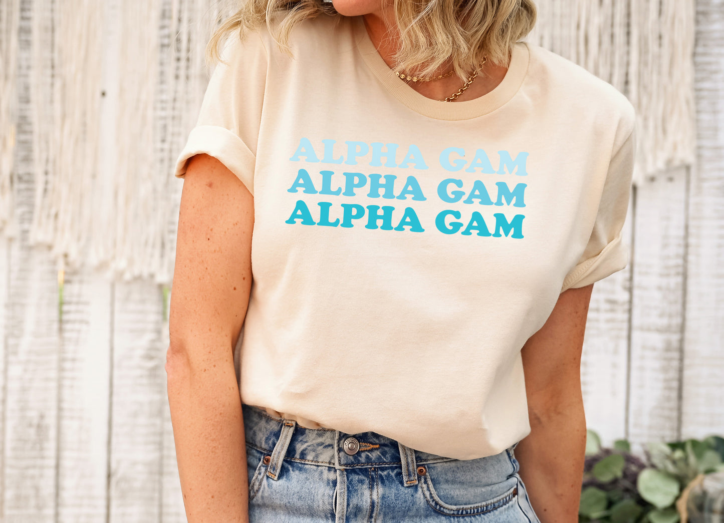 Alpha Gamma Delta Touch of Blue Sorority T-shirt _ 2580g