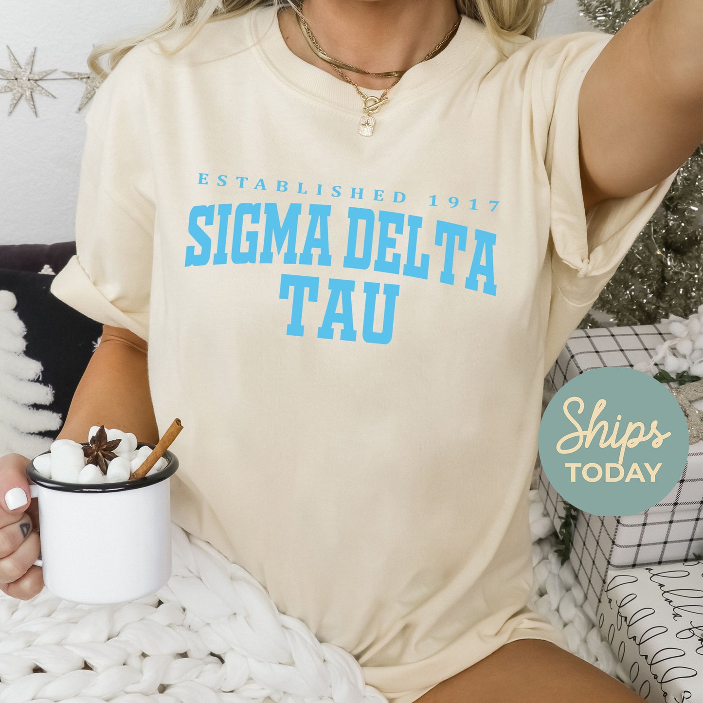 Sigma Delta Tau Bold Letters Sorority T-shirt _ 35141g