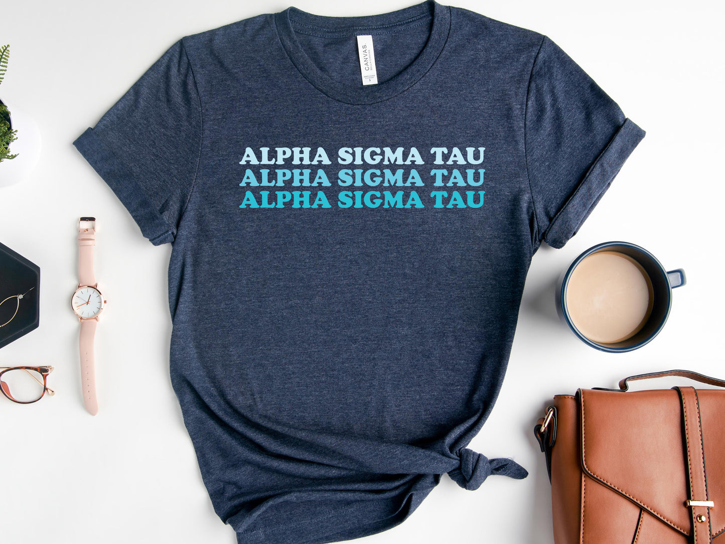 Alpha Sigma Tau Touch of Blue Sorority T-shirt _ 2584g