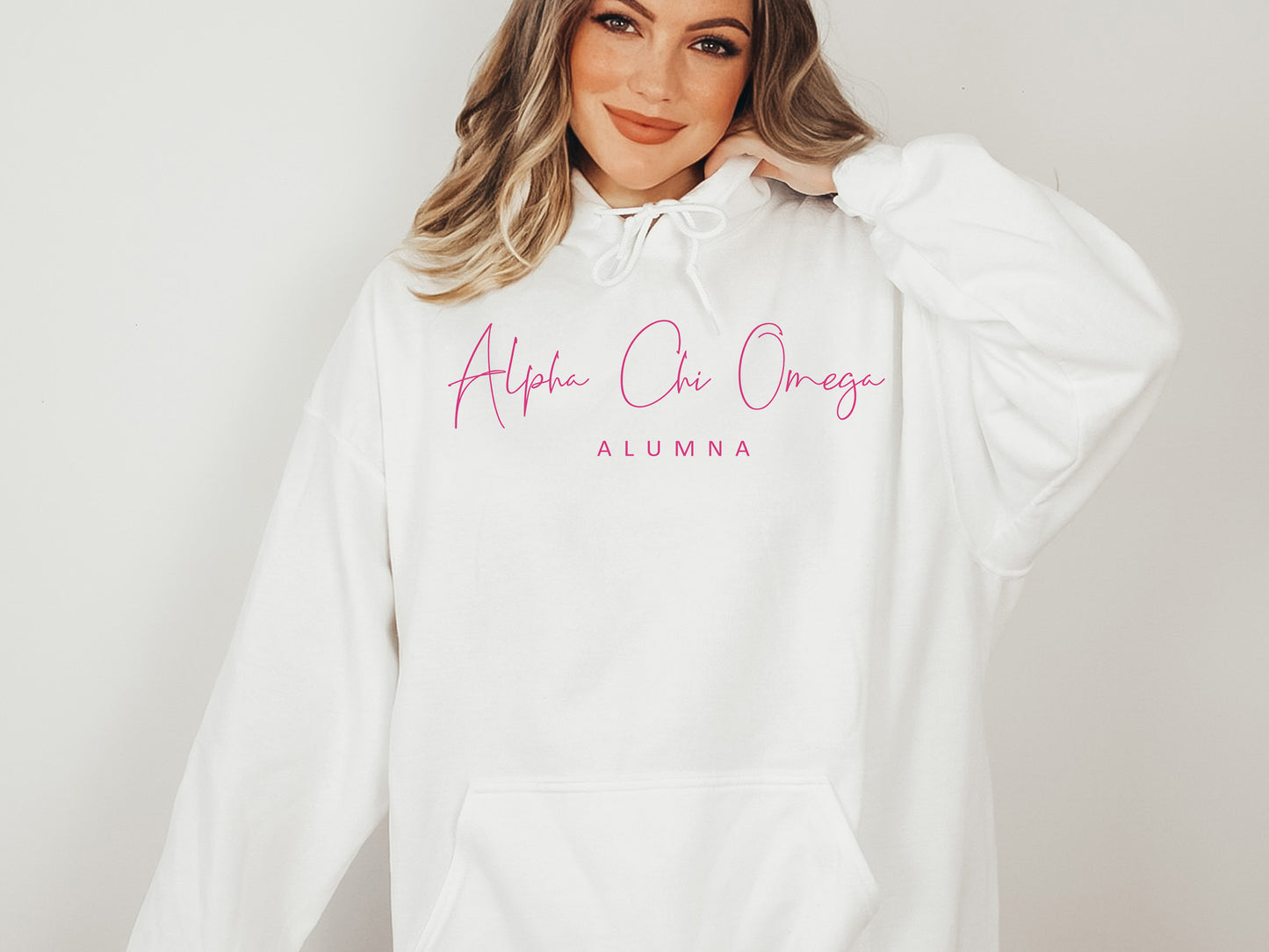 Alpha Chi Omega Simple and Sweet Alumna Sorority Hoodie _ 492g