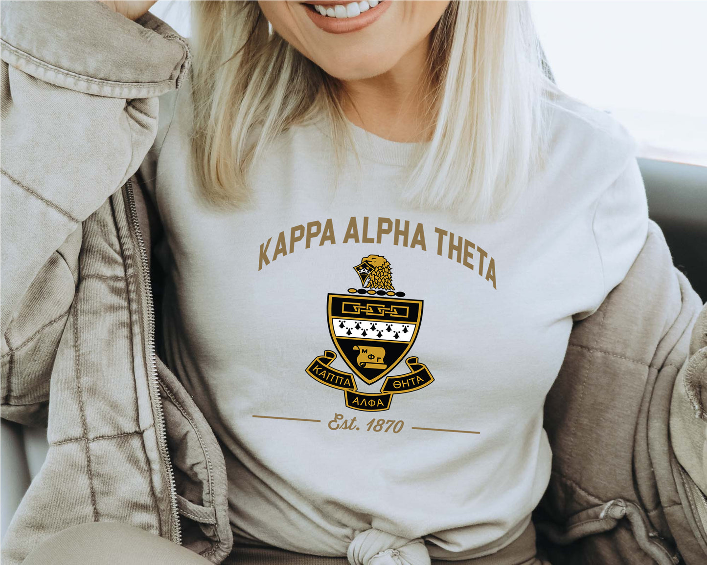 Kappa Alpha Theta Loyalty Crest Sorority T-shirt _ 4435g