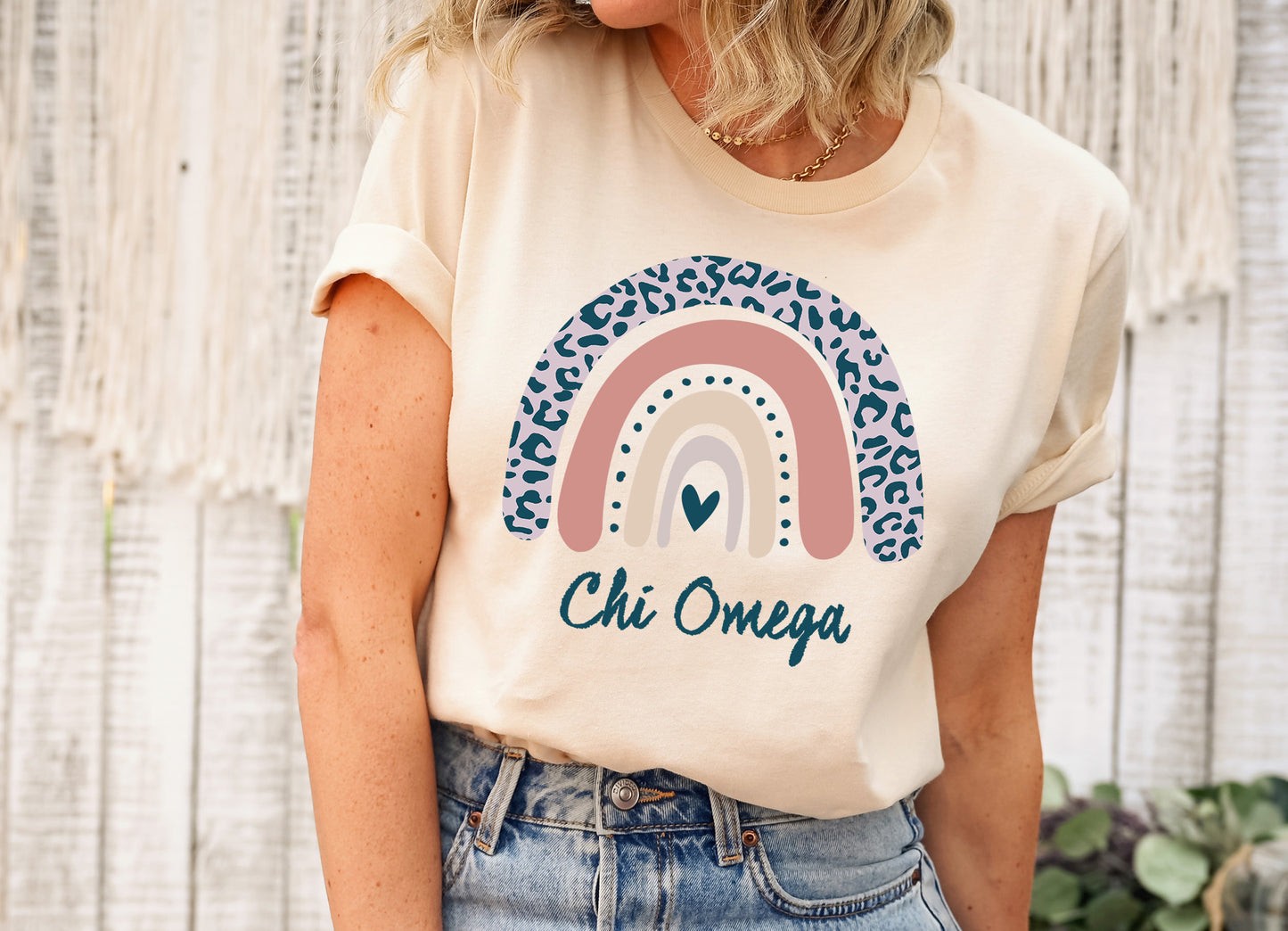Chi Omega Greek Rainbow Sorority T-shirt _ 2742g